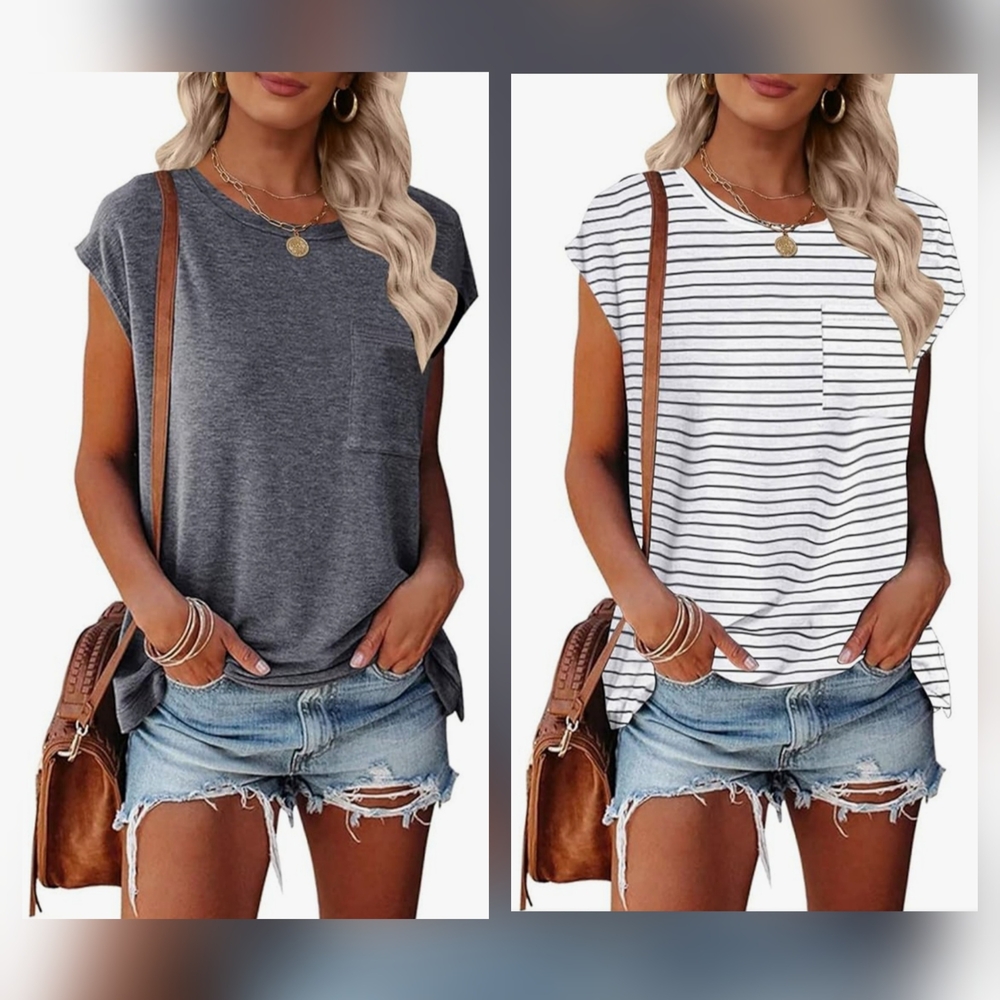 Cap Sleeve Tshirts, Size Large